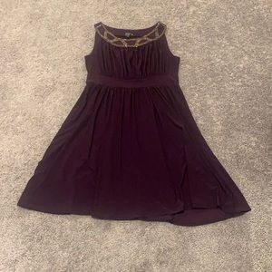 Haani Purple Dress with Gold Embellished Neckline